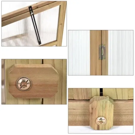 Costway Garden Portable Wooden GreenHouse Cold Frame Raised Plants Shelves Protection image {9}