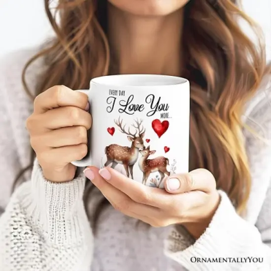 Valentine Deer Anniversary Mug for Couple, Together Keepsake Romantic Gift (Non-Custom Only)| OrnamentallyYou image {2}