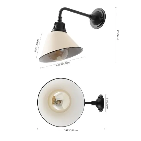 JONATHAN Y Croydon Farmhouse Industrial Indoor/Outdoor Iron LED Gooseneck Arm Outdoor Sconce image {3}