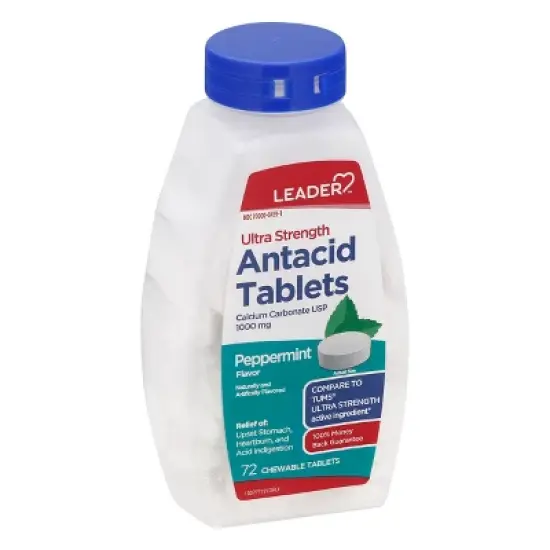 Leader Ultra Strength Antacid Tablets, 1000 mg Calcium Carbonate, Peppermint Flavor, 72 Ct image {7}