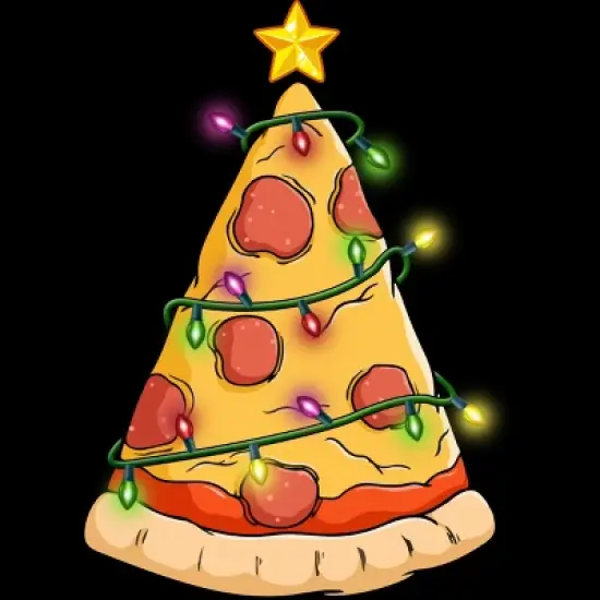 Junior's Design By Humans Pizza Christmas Tree By leroystubbles T-Shirt image {1}