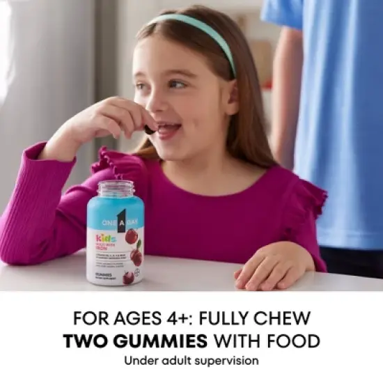 One A Day Kids' Multivitamin Gummies with Iron and Vitamin D - Cherry Flavor - 60ct image {4}