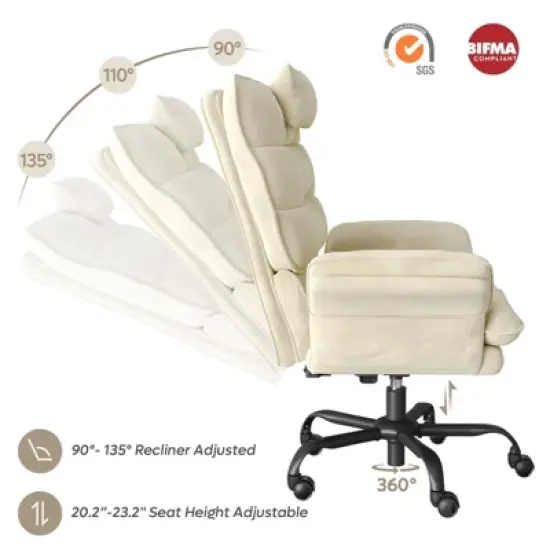 Bestier Big and Tall Executive Office Chair with Flip-Up Arms, Adjustable Height, Reclining Office Chair with Headrest & Side Pockets image {2}