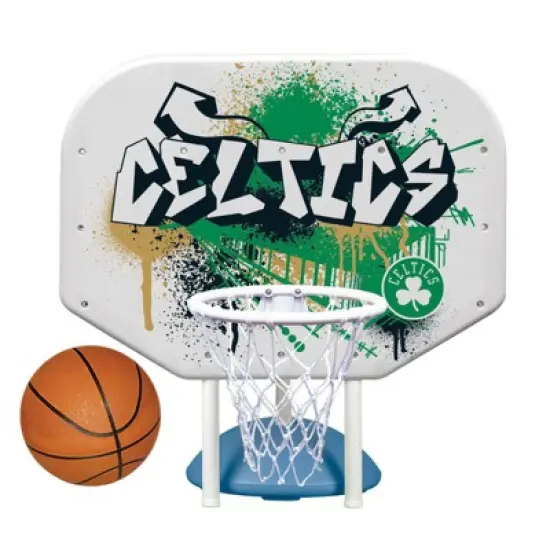 Poolmaster Graffiti Collection NBA Boston Celtics Poolside Hoop Set Durable All-Weather Base image {6}