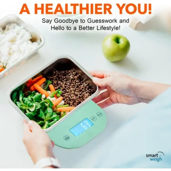 Smart Weigh Digital Food Scale -  11-pound capacity -  Mint Green image {7}