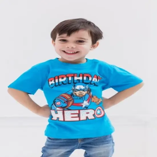 Marvel Avengers Spider-Man Captain America Hulk Birthday T-Shirt Toddler image {1}