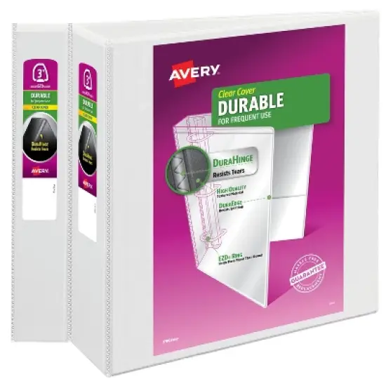 Avery Durable View 3 Ring Binders, 3 Inch EZD Rings, 2 White Binders (46038) image {7}