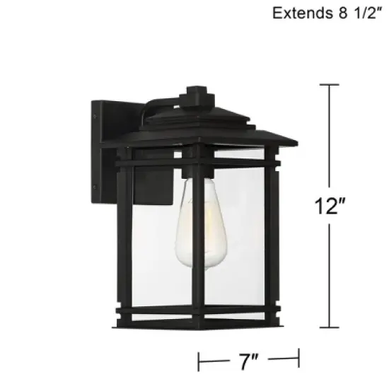 John Timberland North House Mission Outdoor Wall Light Fixture Matte Black Metal 12" Clear Glass Panels for Post Exterior Barn Deck House Porch Yard image {3}