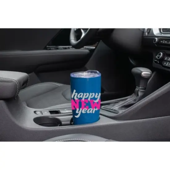 100 North 20 Ounce Stainless Steel On the Go Travel Tumbler With Push Top Lid, Happy New Year Blue image {2}