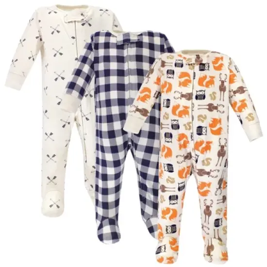 Hudson Baby Infant Boy Cotton Zipper Sleep and Play 3pk, Forest image {4}