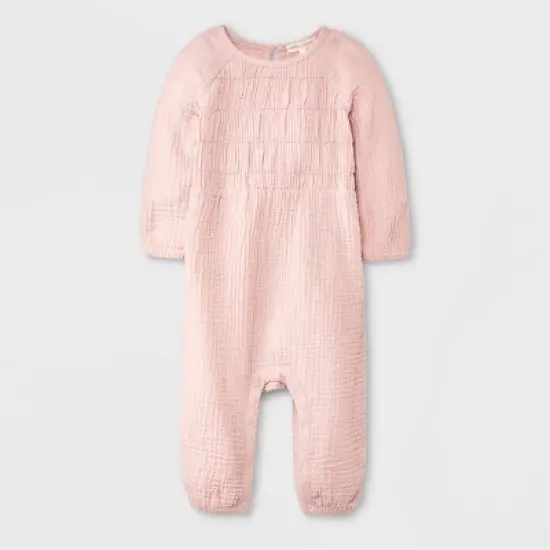 Grayson Collective Baby Girls' Smocked Gauze Bubble Romper image {4}