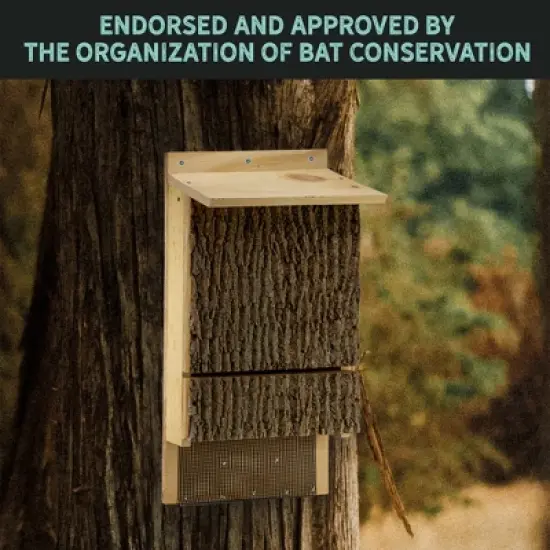 Uncle Dunkels Wooden Bat House; OBC Endorsed Rustic Handmade Bat Shelter Box image {3}