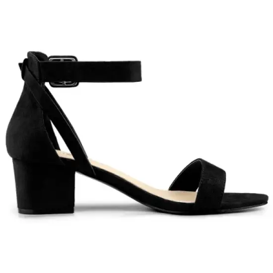 Allegra K Women's Ankle Strap Block Low Heel image {6}