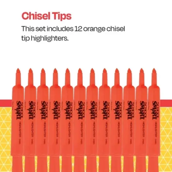 School Smart Tank Style Highlighters, Chisel Tip, Orange, Pack of 12 image {3}