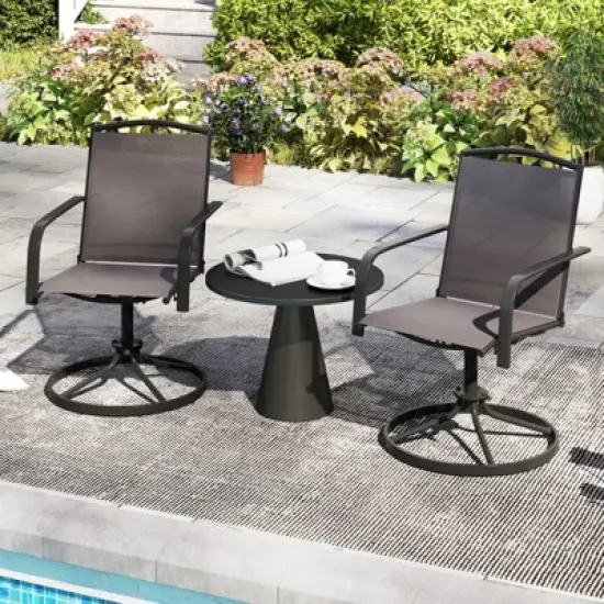 Tangkula Patio Swivel Chairs Set of 2 w/ High Back & Round Metal Base for Backyard image {2}