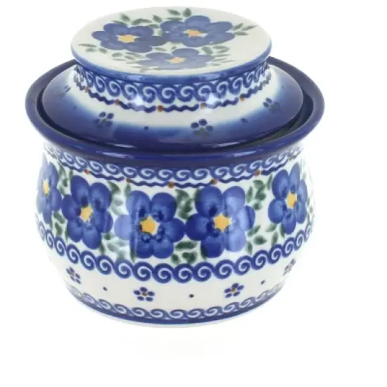 Blue Rose Polish Pottery 549 Vena French Butter Dish image {10}