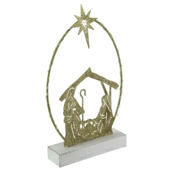 Northlight LED Lighted Glitter Holy Family Nativity Scene Christmas Decoration - 14" image {2}
