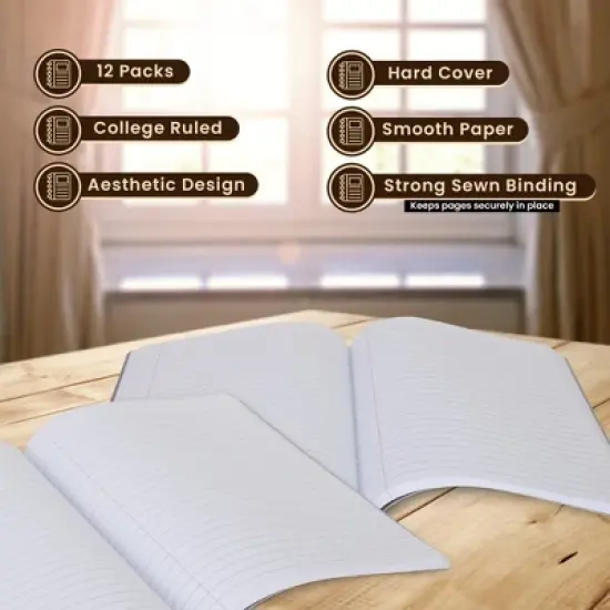 Manaloom College Ruled Composition Notebooks &ndash; 9.75&rdquo; x 7.5&rdquo; &ndash; Durable Marble Cover, Sewn Binding, 200 Pages image {5}