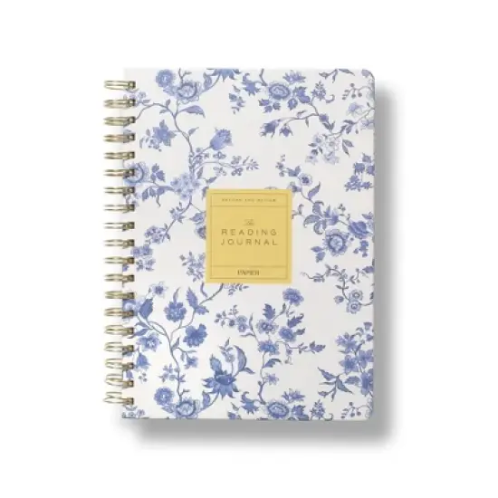 PAPIER 150pg Reading Journal 9.84" Spiral Floral and Text Block Hard Cover image {3}