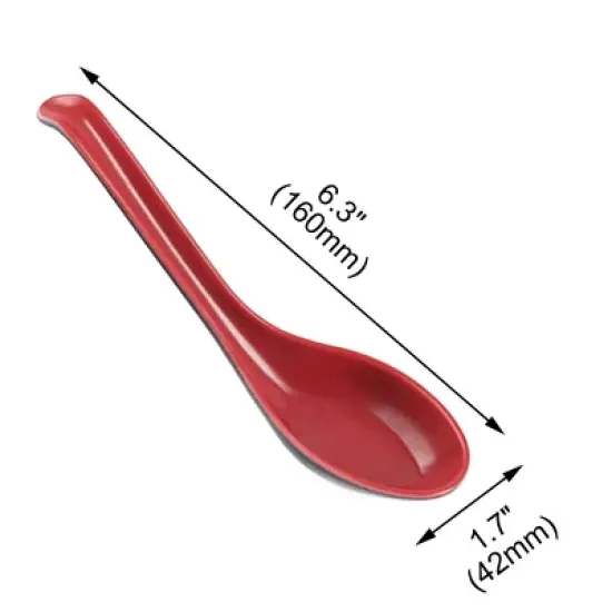 Unique Bargains Household Kitchen Plastic Tableware Soup Rice Spoons Red Black 5 Pcs 6.3" x 1.7" x 0.59" (L*W*D) image {1}