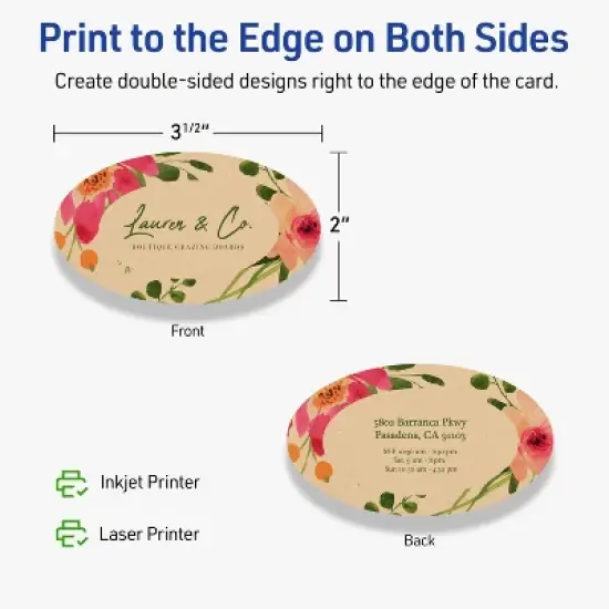 Avery Oval Business Cards, 2" x 3-1/2", Kraft Brown, 80 Total image {5}