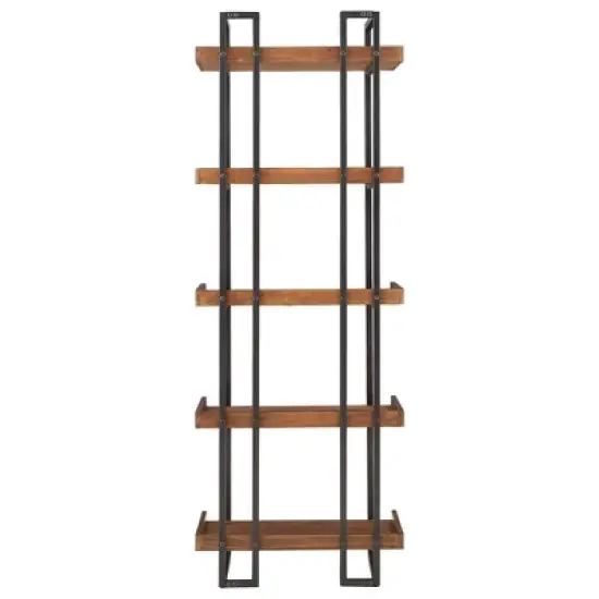 Felicia Rustic Industrial Metal/Wood Etagere Bookshelf - Inspire Q image {3}