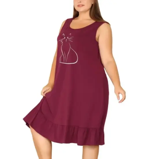 Agnes Orinda Women's Plus Size Sleeveless Comfy Lovely Tank Nightgown image {1}