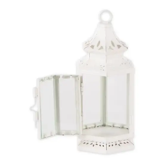 Iron Victorian Outdoor Lantern White - Zingz & Thingz image {1}
