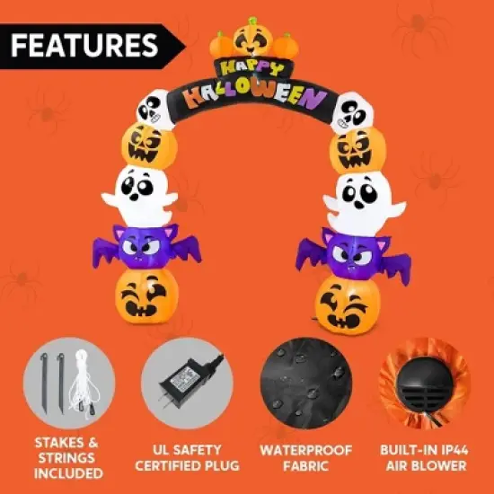 Joyfy 8 FT Halloween Inflatables Outdoor Decoration, Inflatable Pumpkin Archway with Build-in LEDs for Halloween Indoor Outdoor Yard Lawn Decoration image {5}