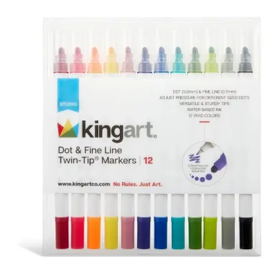KINGART Dot Tip Markers 12 Colors image {2}