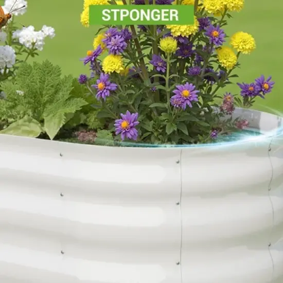 Galvanized Raised Garden Bed Outdoor, 24" Tall Metal Planter Box for Flowers Herbs Vegetables image {2}