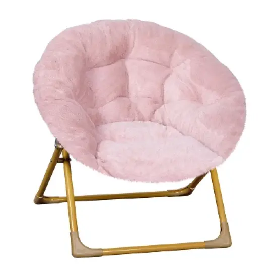 Flash Furniture Gwen  23" Kids Cozy Mini Folding Saucer Chair, Faux Fur Moon Chair for Toddlers and Bedroom image {12}