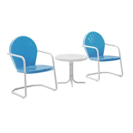 Griffith 3pc Outdoor Conversation Set - Sky Blue - Crosley image {5}