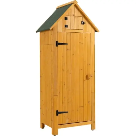 Gulches 30.3"L X 21.3"W X 70.5"H Outdoor Storage Cabinet Tool Shed Wooden Garden Shed  Natural image {12}