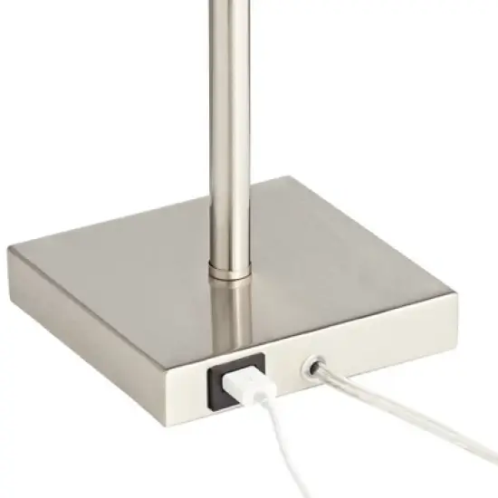 360 Lighting Franco Modern Table Lamps 26 1/2" High Set of 2 Brushed Nickel with USB Charging Ports White Square Shade for Bedroom Living Room Desk image {4}