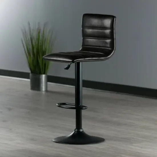Holly Air Lift Adjustable Stool L Shape Backrest Espresso/Black - Winsome image {6}