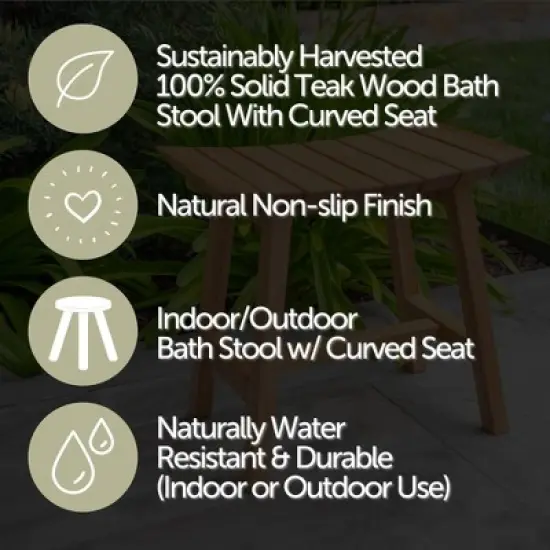 Nordic Teak Natural Shower and Bath Slatted Stool - Beige image {6}
