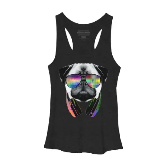 Women's Design By Humans Rainbow Beat DJ Pug By clingcling Racerback Tank Top image {7}