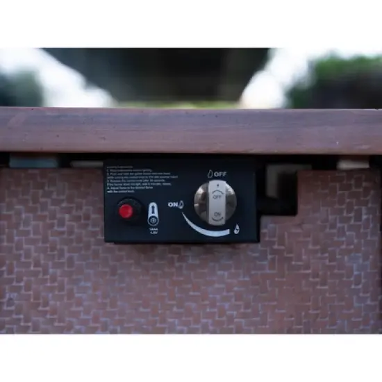 25" H Outdoor Patio Propane Gas Fire Pit Table - 50,000 BTU High-temperature-resistant carving process for of rattan weaving grain image {7}