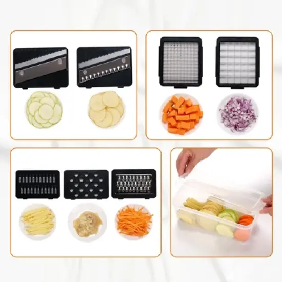 Cheer Collection 7-Blade Vegetable Slicer & Chopper with Container and Lid image {2}