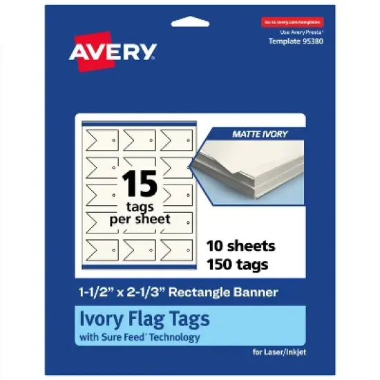 Avery Banner Flag Tags, 1-1/2" x 2-1/3", Matte Ivory, 150 Total image {9}