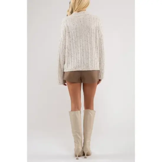 August Sky Women's Mock Neck Speckled Pullover Sweater image {5}