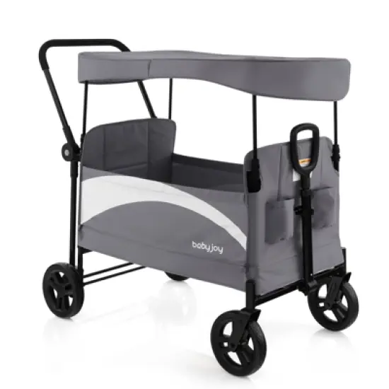 Infans 2-Seat Stroller Wagon Folding Baby Stroller w/ Adjustable Canopy & Handles Grey image {5}