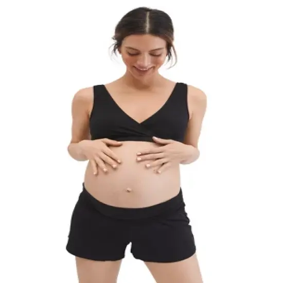 Ruched Waist Maternity Sleep Shorts | Motherhood Maternity image {2}