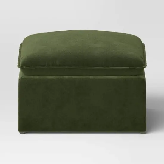 Haven Velvet Modular French Seam Sofa Ottoman Dark Green - Threshold&trade; image {2}