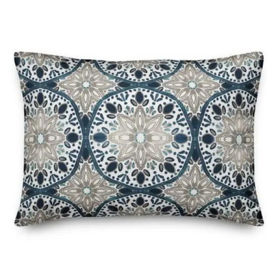 Creative Products Faded Gray Blue Medallions 14x20 Indoor / Outdoor Pillow image {9}