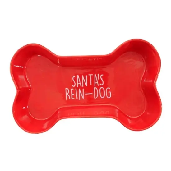 Transpac 1.75 In Holiday Pet Bowls Christmas , Bone Shape Paw Prints (1PC) image {3}