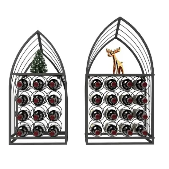 Gulches Boat Shaped Wine Rack Set,2 Sizes Metal Storage for Wines Spirits,Black Iron,Space Saving, Easy Assembly,Nautical Decor image {7}