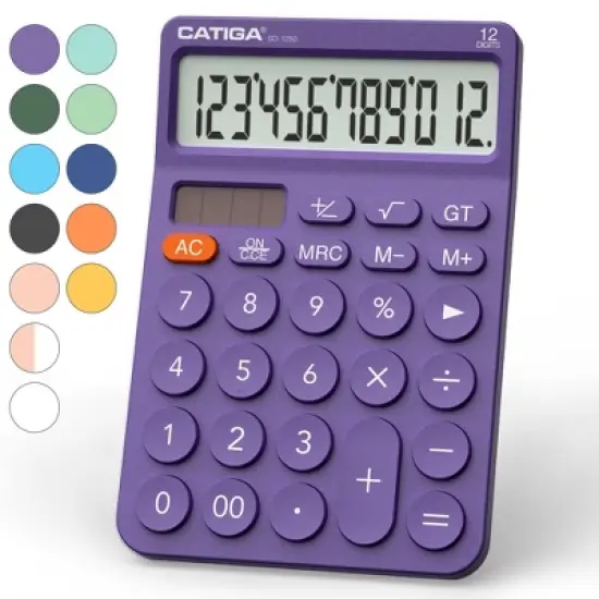 CATIGA 12-Digit Desktop Calculator, Large LCD, Big Buttons, Solar & Battery Dual Power, Standard Functions for Office, Home, School - SD-1292 image {17}