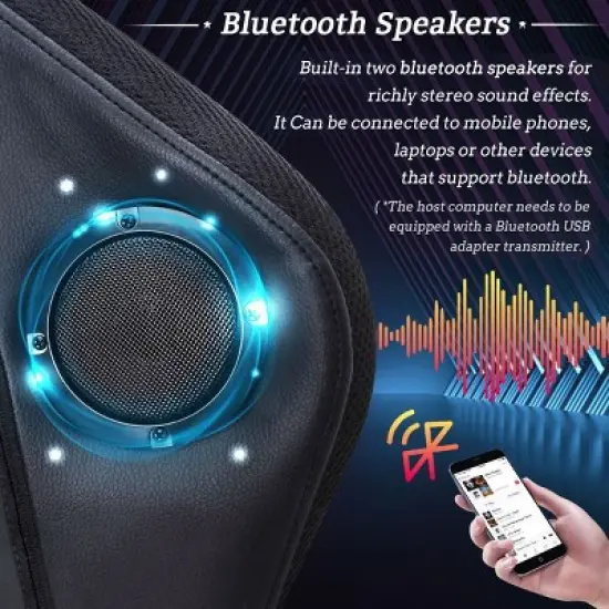 Hoffree Upholstered Massage Gaming Chair Ergonomic Office PC Chair with Bluetooth Speaker & RGB Light image {7}